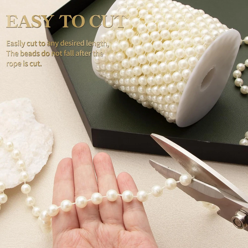 5 Yards Perlenkette aus Kunstperlen, Perlenkette für Bastelarbeiten, Perlenfischschnur für DIY-Blumendekorationen, Hochzeiten, Events und Partys – Detail 5