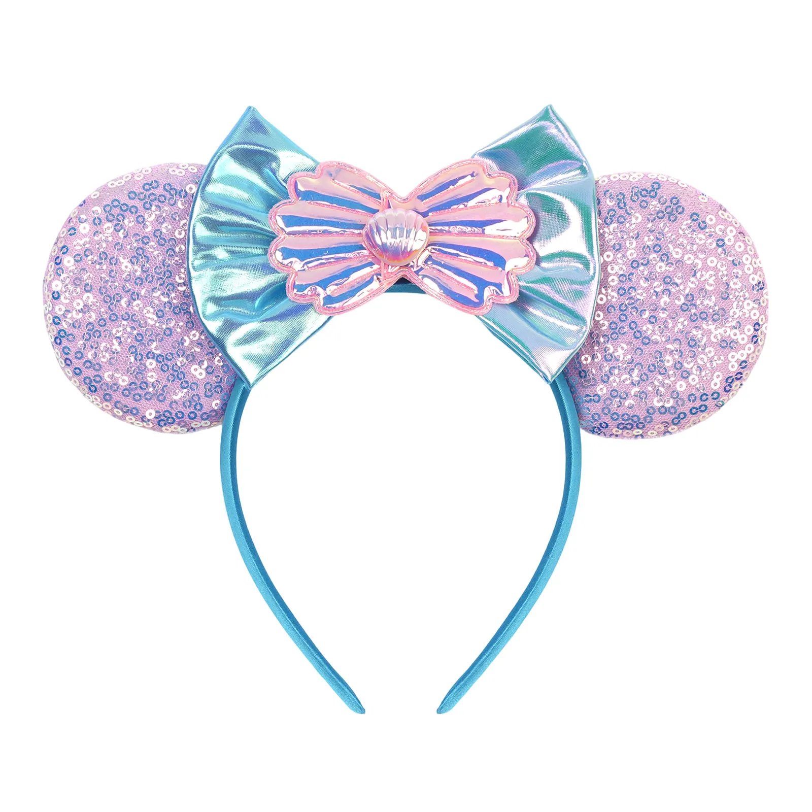 Meerjungfrauen-Mausohren-Stirnbänder, Meerjungfrauen-Serie für Damen, Party-Haaraccessoires, Charakter-Maus-Pailletten-Schleifen-Haarband, Kindergeschenke – Detail 12