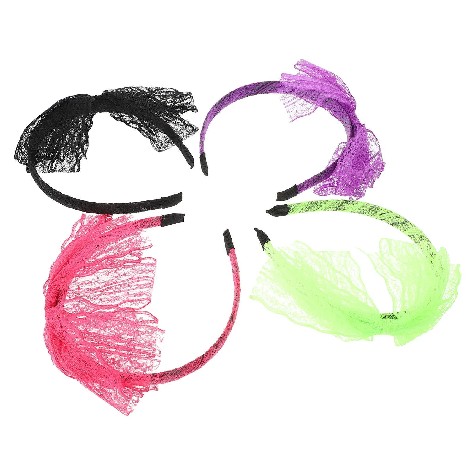 

4Pcs Bowknot Headband for Girls Lovely Hair Decor Party Cosplay Photo Prop Chic Bowknot Headdress Lace Cloth Hair Accessory