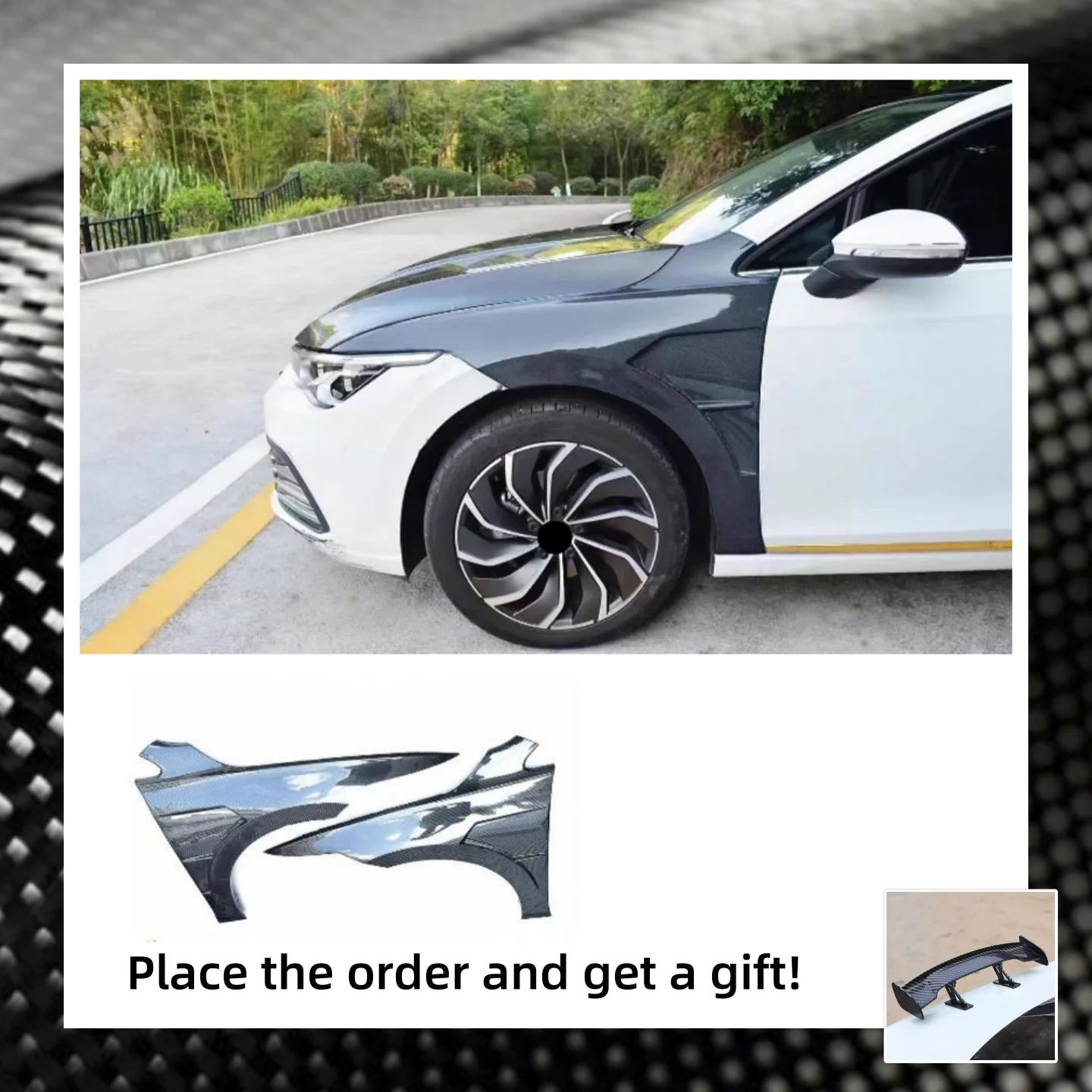 

Front Fender For Volkswagen vw Golf 8 mk8 gti rline Modified Carbon Fiber Mudguard Body kit Car Accessories
