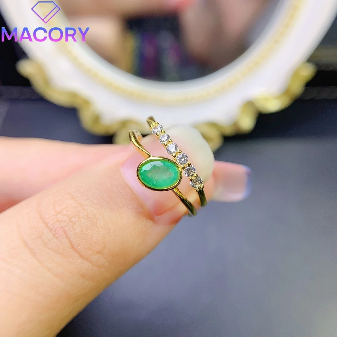 Natural Emerald Ring Female Luxury Silver 925 Valentine's Day Jewelry Certification Original Luxury Brand Gem