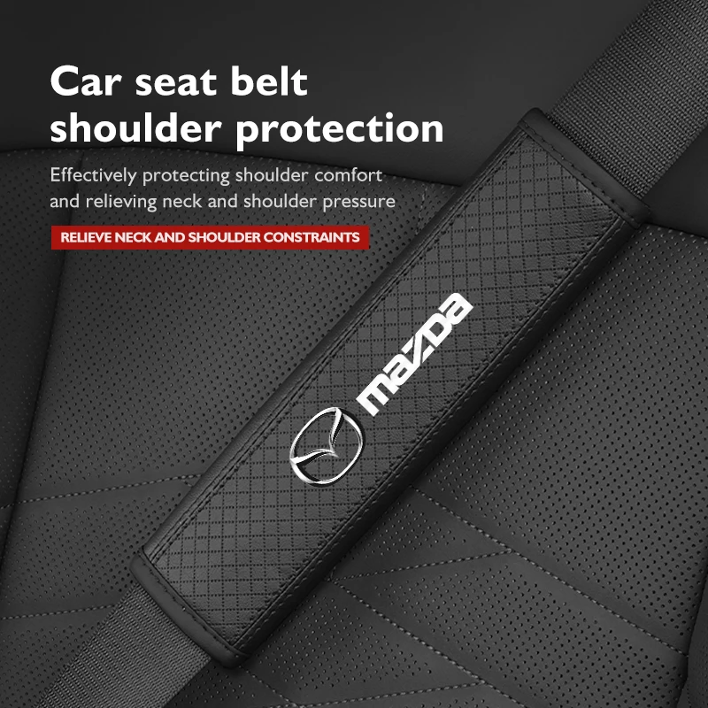 Leather Car Seat Belt Shoulder Protector Pad Auto Accessories For Mazda 6 3 5 2 CX5 CX7 323 Demio Axela Atenza CX9 MX3