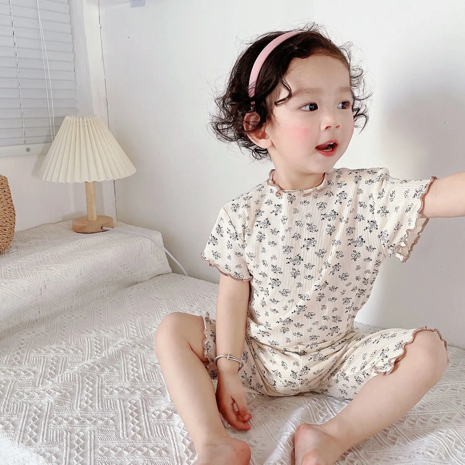 Baby Girls Clothes Set Floral Sleeping Pajamas Casual Toddler Infant Korean Children Summer Outdoor Wear Costumes 1-4Years Suit