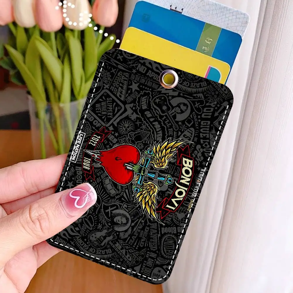 B-BonS J-Jovi مستطيل حافظة بطاقات الهوية المفاتيح الوصول حافظة للبطاقات مفتاح العلامة حلقة حامل بطاقة جلدية حلقة رئيسية الوصول #2