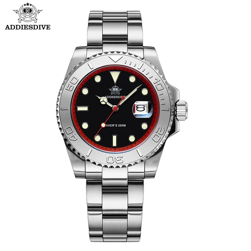 Imagem -03 - Addiesdive-relógio de Quartzo Masculino com Display de Calendário Borracha de Silicone Luminoso 20bar Diver Marca Superior Ad2040