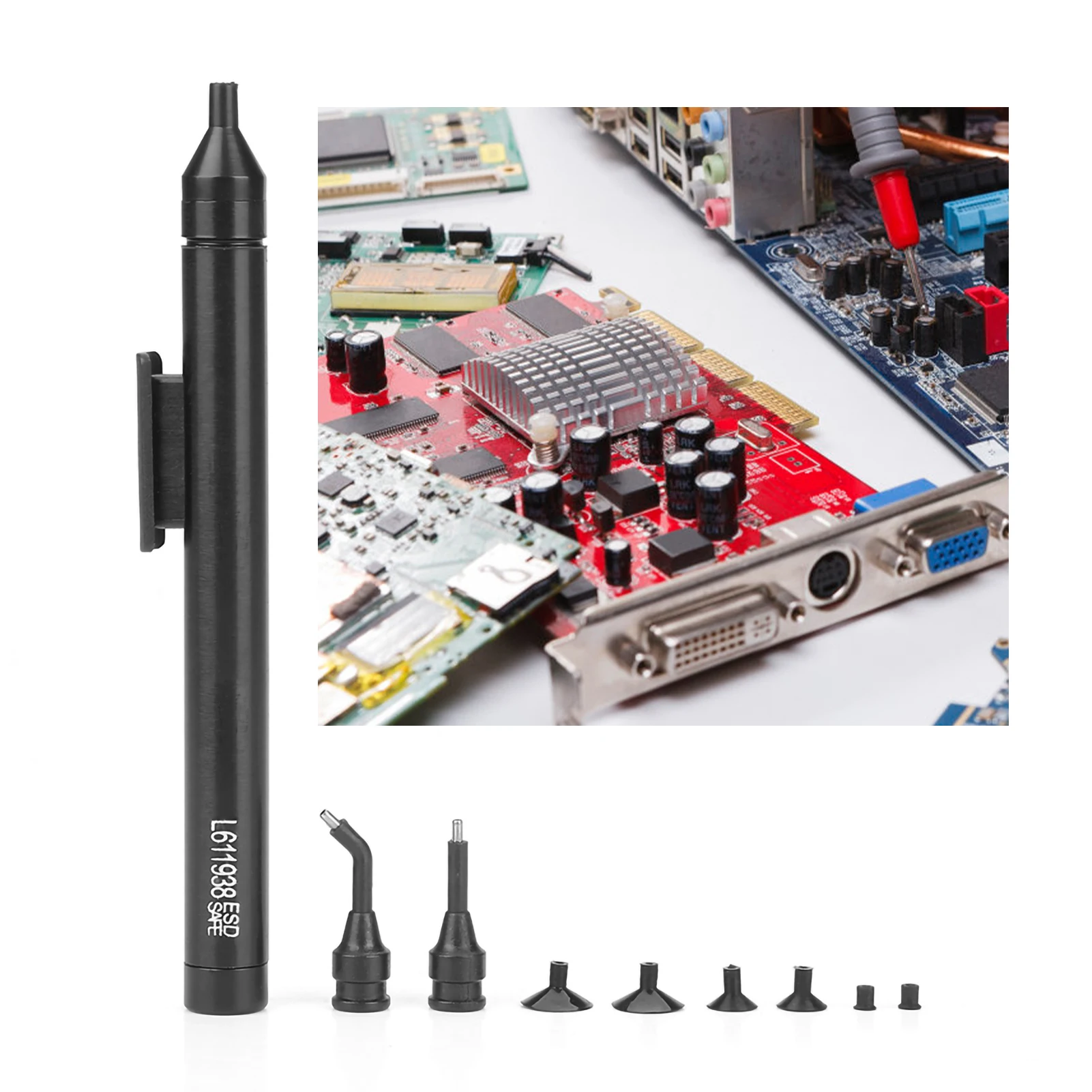 

Manual Vacuum Suction Pen Soldering Sucking Pickup Tool Kit with Suckers for IC SMD Sucking Pickup Tool IC SMD Pickup Tool