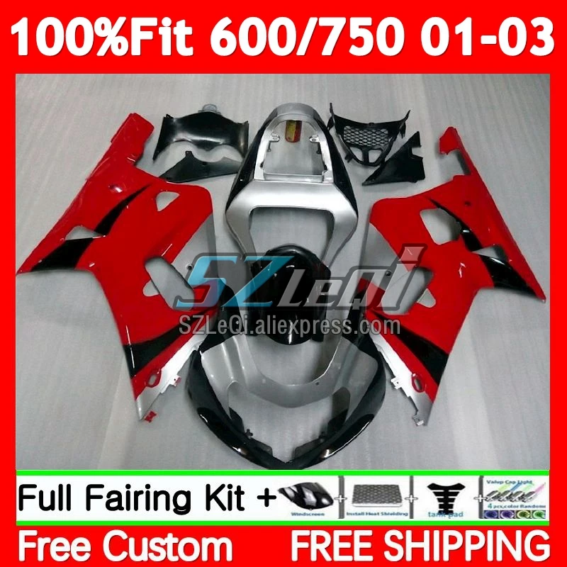 Injection For SUZUKI GSXR750 Factory red K1 GSXR 750 600 CC 74No.12 GSXR-750 GSXR600 01 02 03 GSX-R600 2001 2002 2003 Fairings