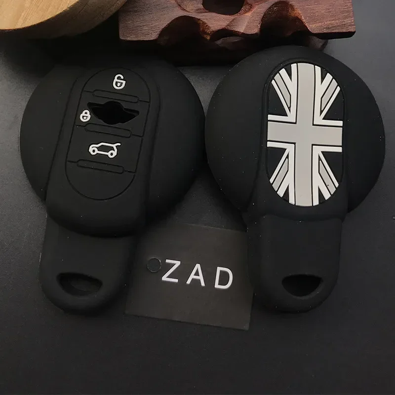 ZAD Silicone car Key cover Case fob set cup Bag Fit for BMW MINI Cooper 2014 2015 f55 f56 3button key