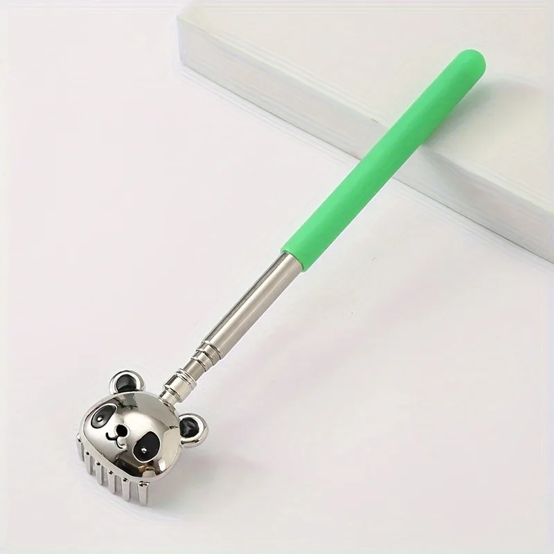 أداة خدش خلفية معدنية قابلة للتعديل مع مقبض مريح بتصميم الباندا، يخفف حكة الجلد، مقبض طويل للمناطق التي يصعب الوصول إليها