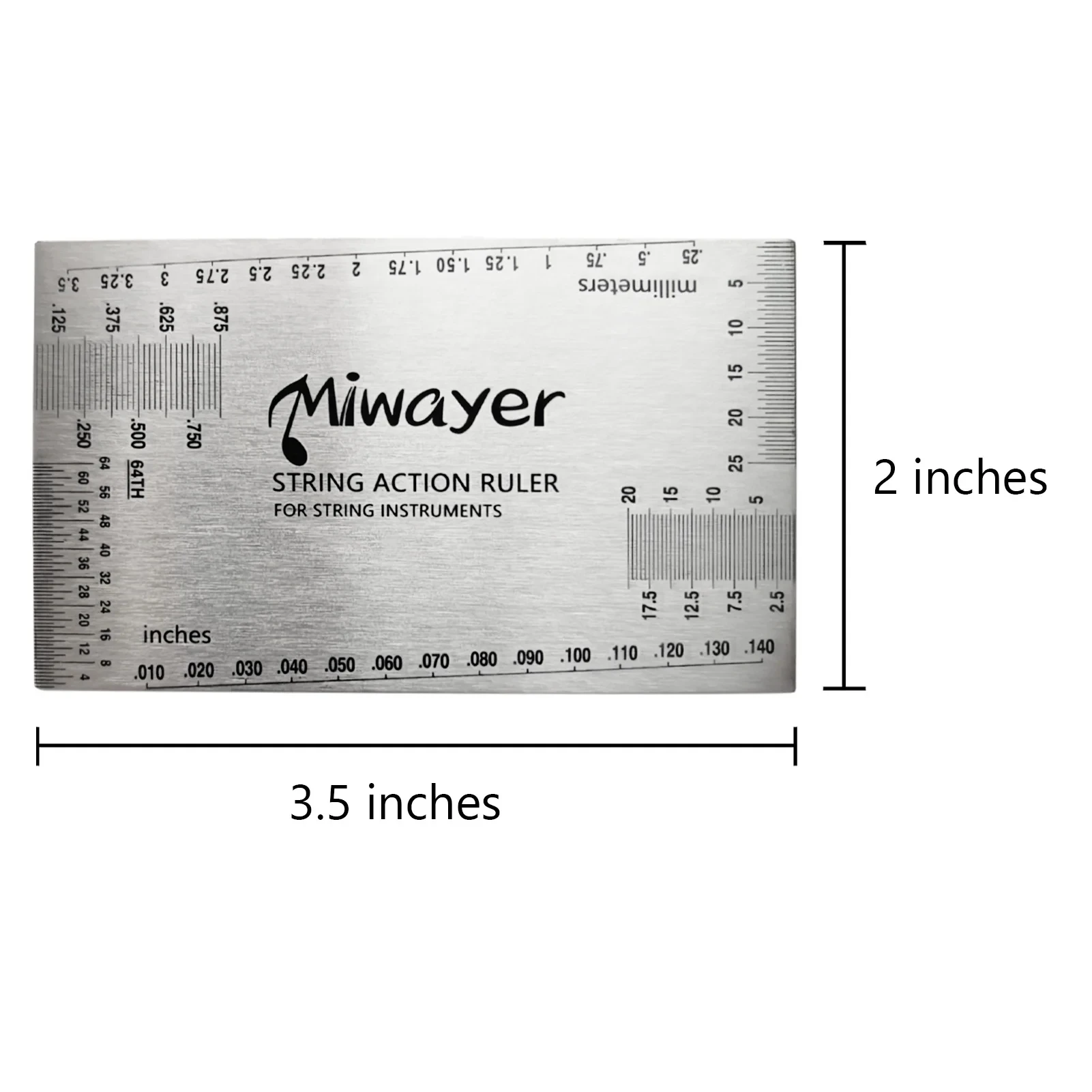 Miwayer String Action Ruler Gauge Guitar Repairing Tool for Luthier Fit for Guitar Ukulele Bass Banjo Mandolin