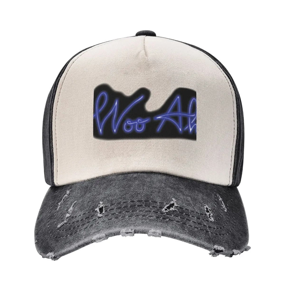 Blue Neon Woo-Ah Baseball Cap Gentleman Hat birthday black Women's Beach Men's