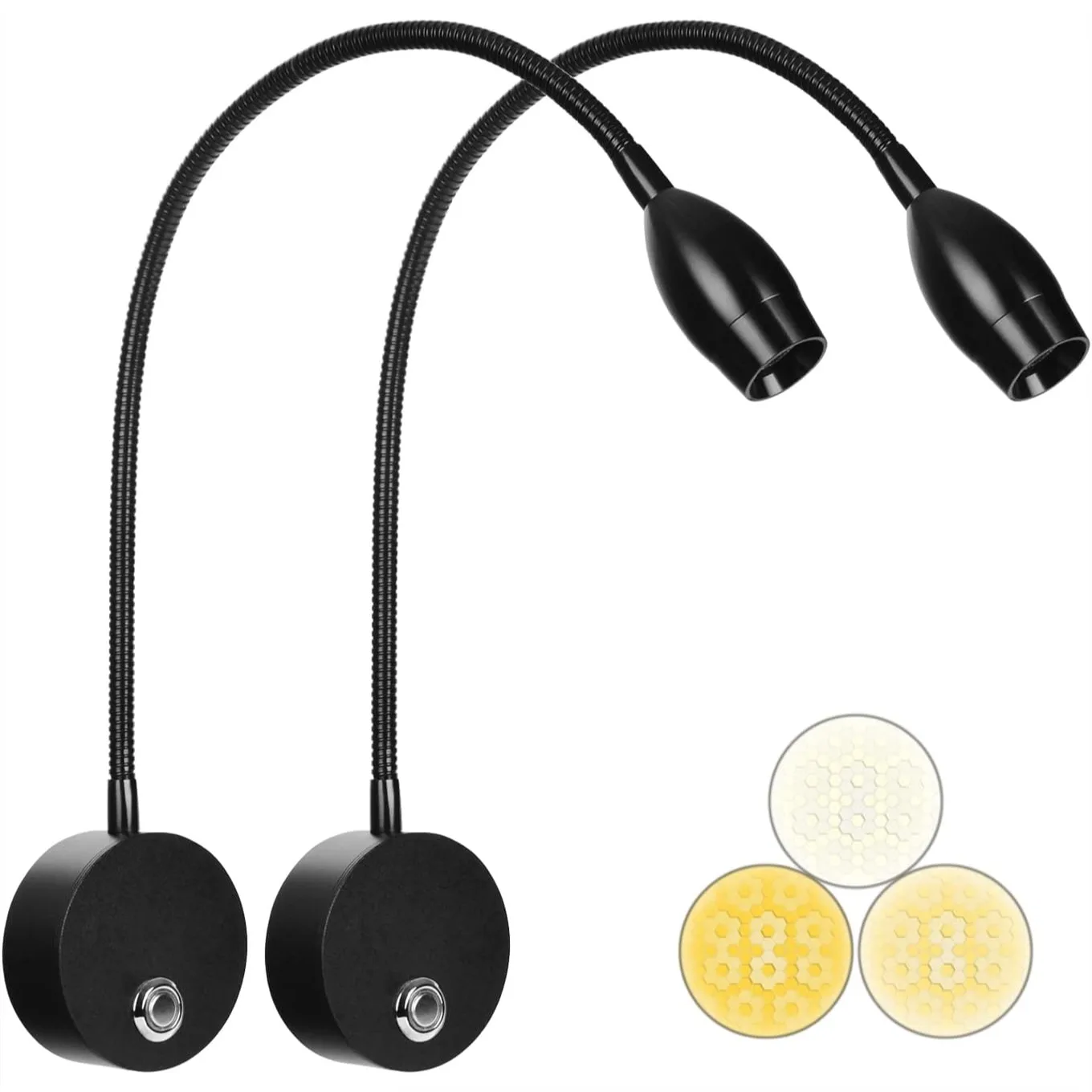 

Wall Mounted Reading Light for Bed, 3W LED Touch Dimmable, 60° Focused Beam, Flexible Gooseneck, 3 Color Temperatures