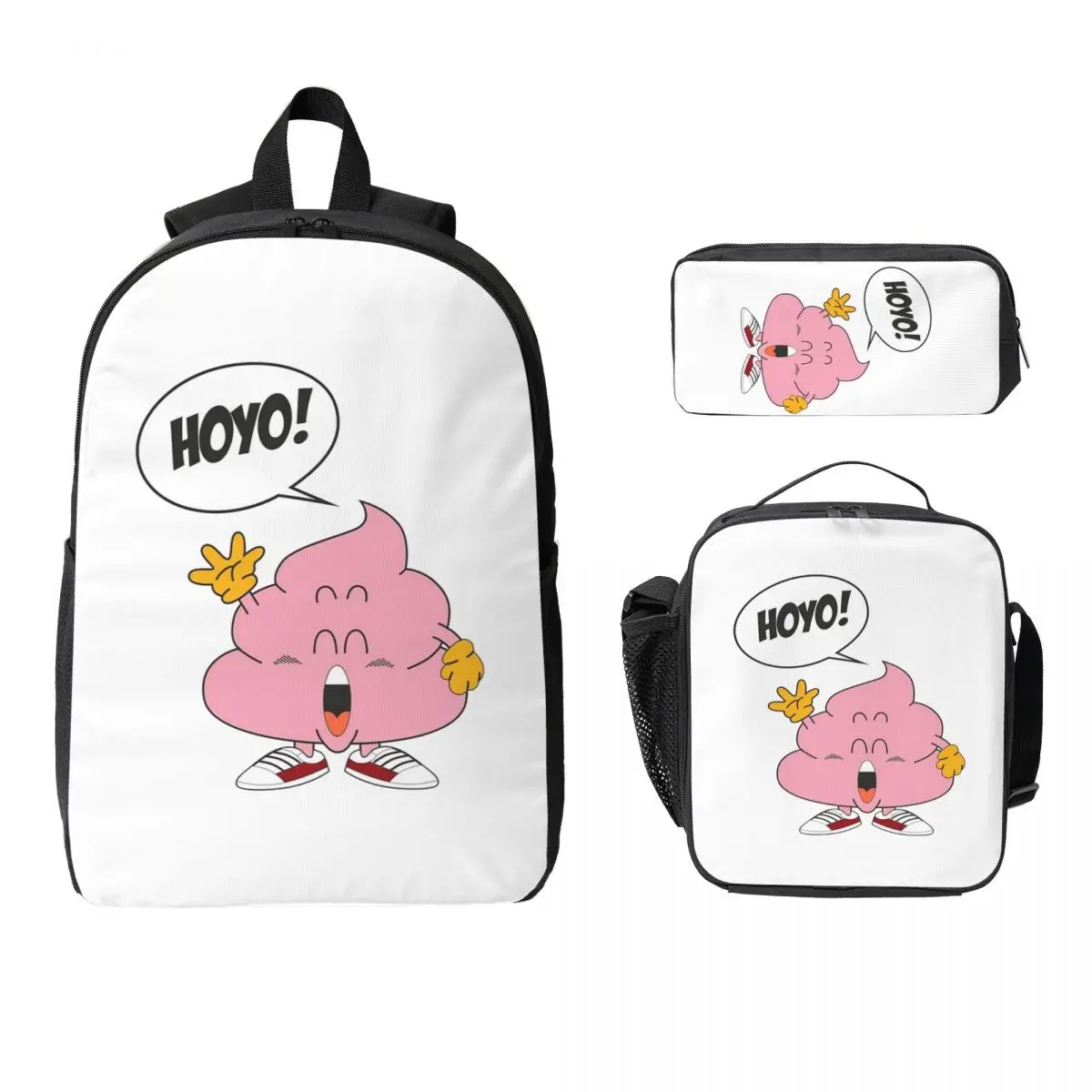 

Рюкзак Dr Slump Arale's Pink Poop, студенческий рюкзак для мальчиков и девочек, школьная сумка, сумки на плечо для ноутбука, 3 шт., изолированная сумка для обеда, пенал
