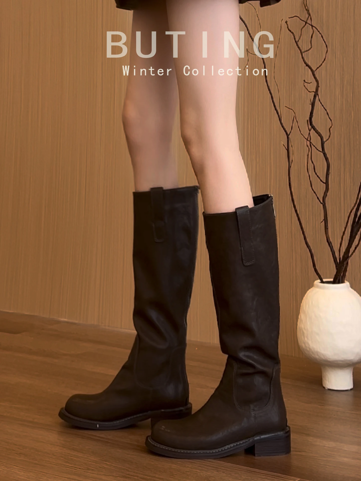 

Ретро-ботинки на толстом каблуке, женские сапоги на молнии, высокие, модные, кожаные, молодежные, зимние, с круглым носком, на резиновой подошве