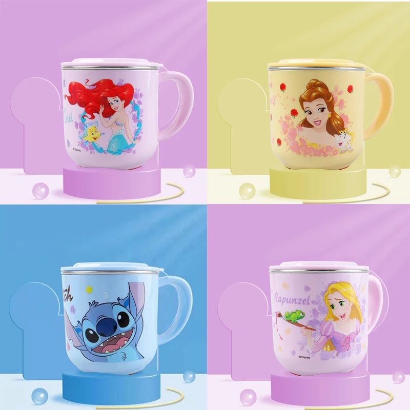 

Disney 250ML Baby Kids Milk Cup Cartoon Creative Drink Water Cups Baby Training Learn Drinkware Juice Cup Stainless Steel Mugs