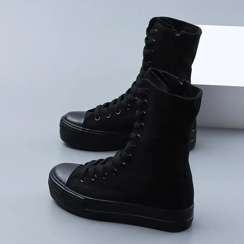 Women's Shoes Fashion High Top Canvas Shoes Women's Ankle Boots Fashion Soft Bottom Dance Shoes for Women White Casual Sneakers