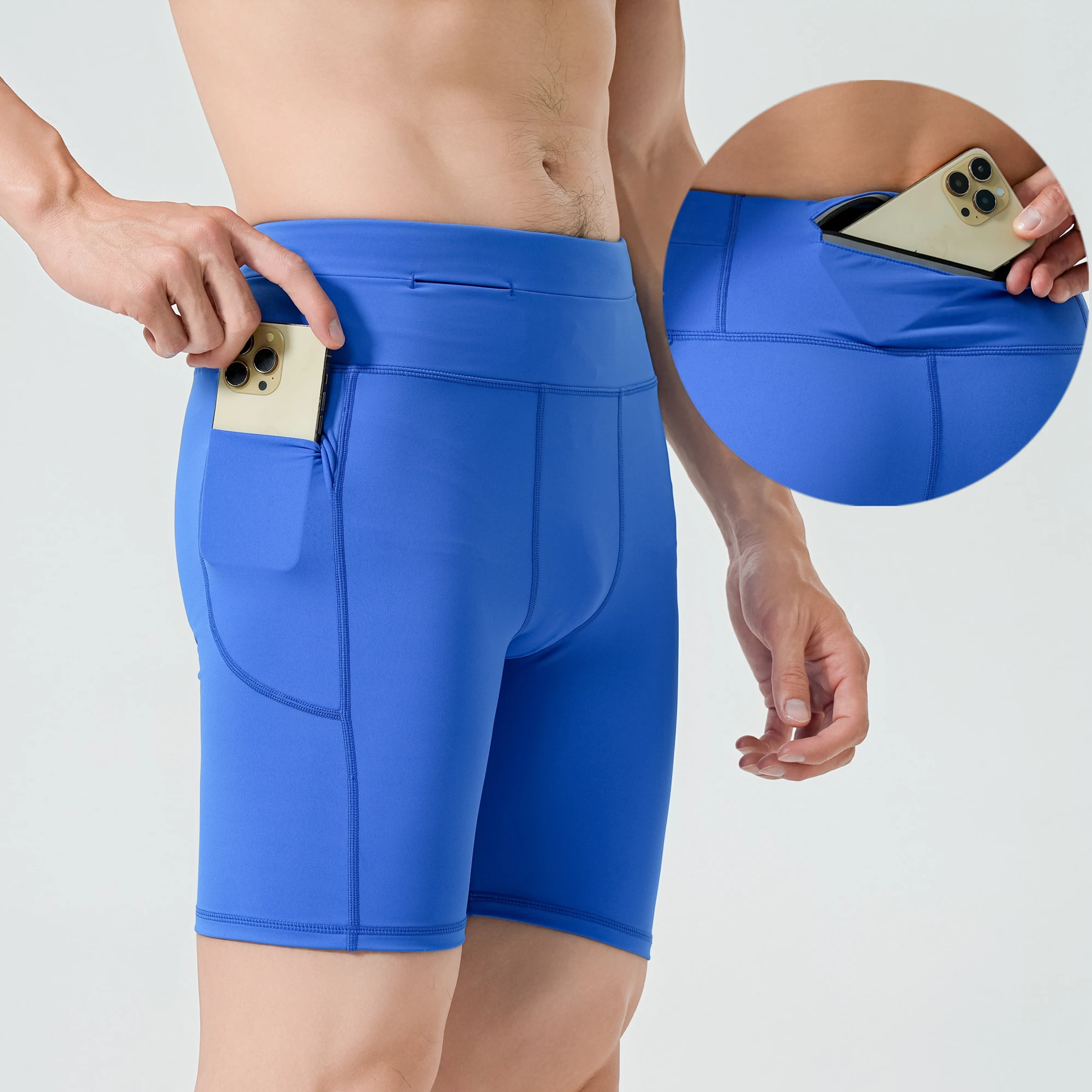 Men's Running Shorts Pockets Marathon Outdoor Sports Leggings Tennis Exercise Cycling Fitness Hiking Shorts Breathable Quick-dry