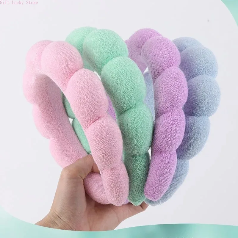 3 szt. Modne opaski do mycia z mikrofibry, gumki do włosów, puszyste opaski spa do mycia twarzy, makijażu, pod prysznic, pielęgnacji skóry