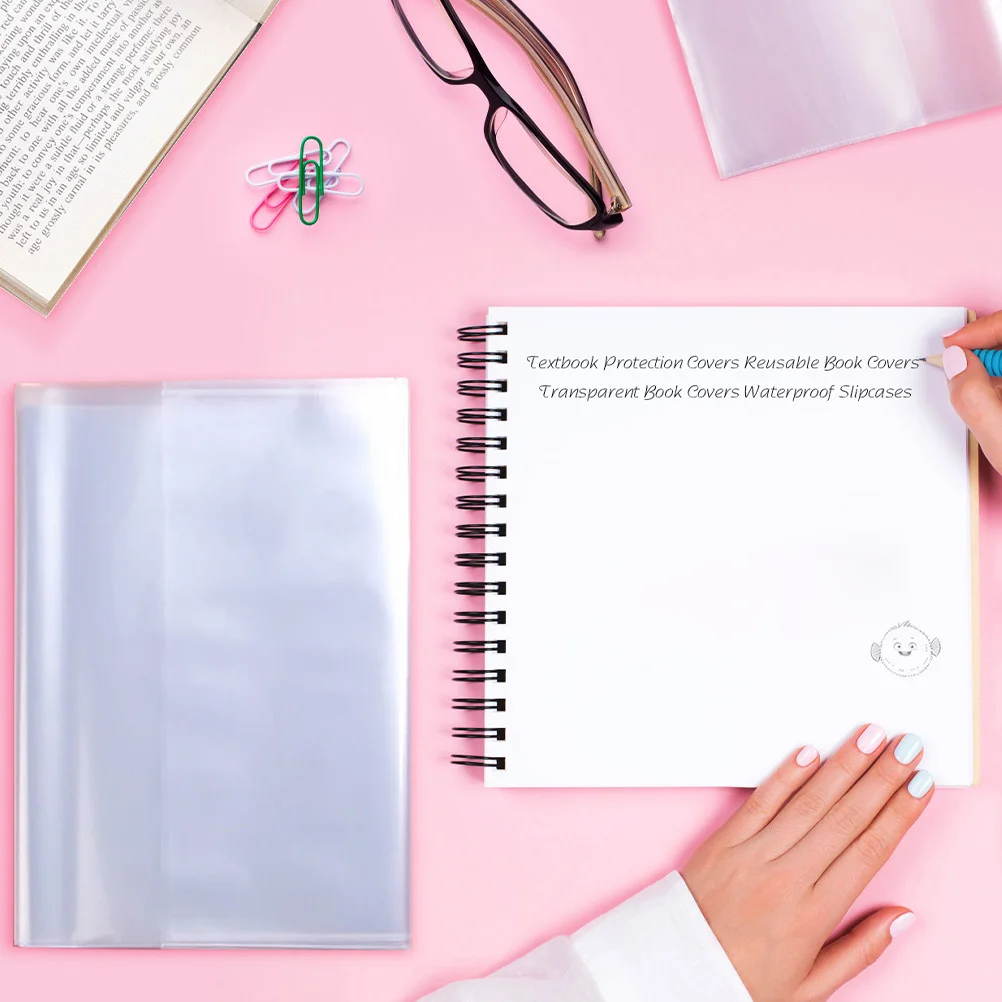 20Pcs Waterproof Clear Book Covers Transparent Plastic Protectors for Textbooks School Office Book Jackets