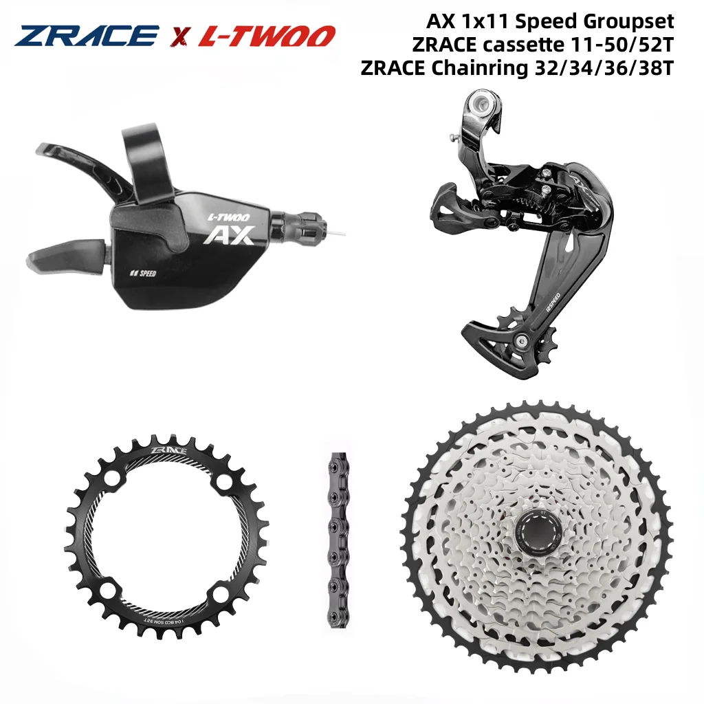 LTWOO AX11 Palanca de Cambios de 11 Velocidades + Desviador Trasero 11s + Cassette ZRACE 52T / Platos de Cadena + Cadena SUMC S11, PCR BEYOND M7000