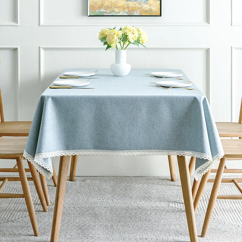 Cotton Linen Tablecloth TPU Coated Waterproof Oil-proof No-wash Tablecloth Hotel Home Rectangle Table Tablecloth Tablecover