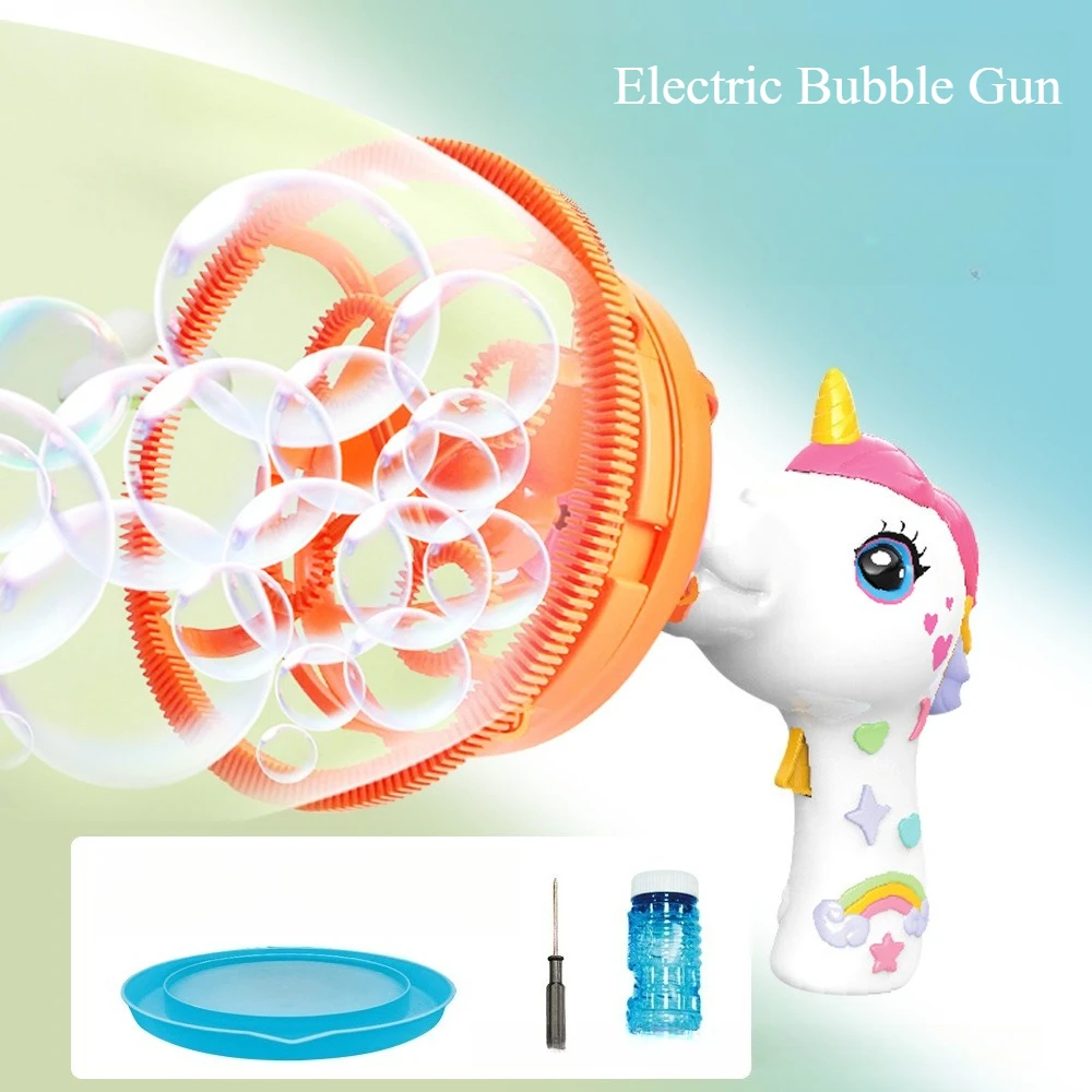 Elektryczny pistolet do baniek mydlanych Unicorn Zabawki dla dzieci Ręczna, w pełni samoczynna maszyna do baniek mydlanych