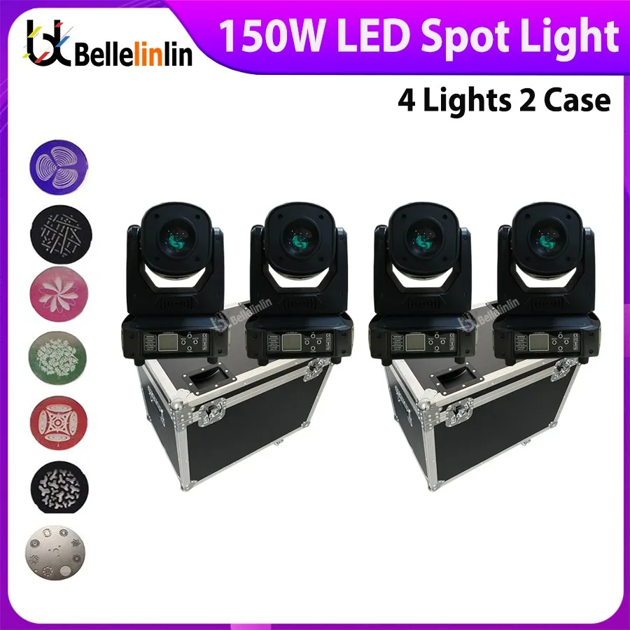 No Tax 4Pcs Professional DJ LED Moving Head High Power 150W Spot Beam Light With Roadcase DMX512 Control Stage Effects Lighting