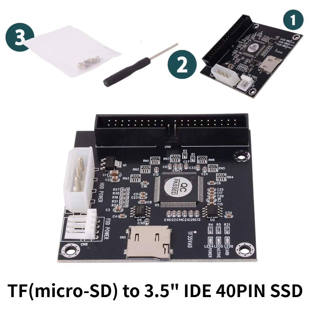 TF Micro SD To 3.5-inch IDE 40PIN Adapter Card Micro SD TF Card To IDE 40Pin 3.5inch Male Adapter Industrial Embedded Mobile SSD