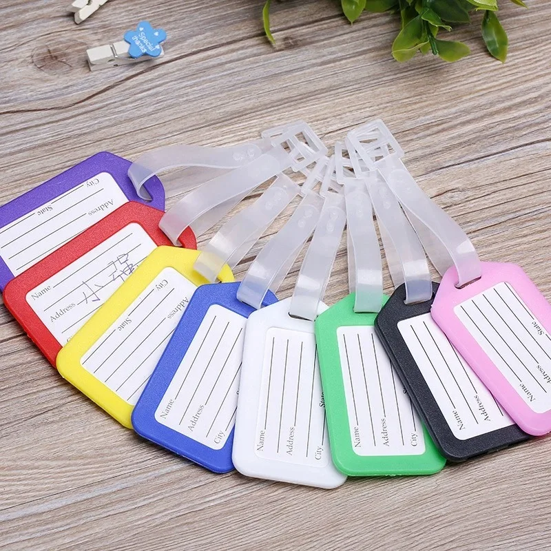 2/10PCS Luggage Tags Durable Plastic Baggage ID Holders with Address Label Travel Suitcase Name Tags for Women Men