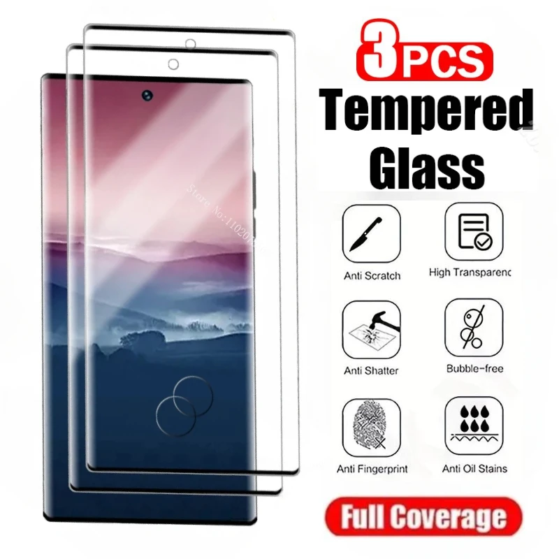 3Pcs Curved Tempered Glass For Samsung Galaxy S22 S24 S23 S21 S20 Ultra Screen Protector For Samsung Note 9 20 10 S9 S10 Plus