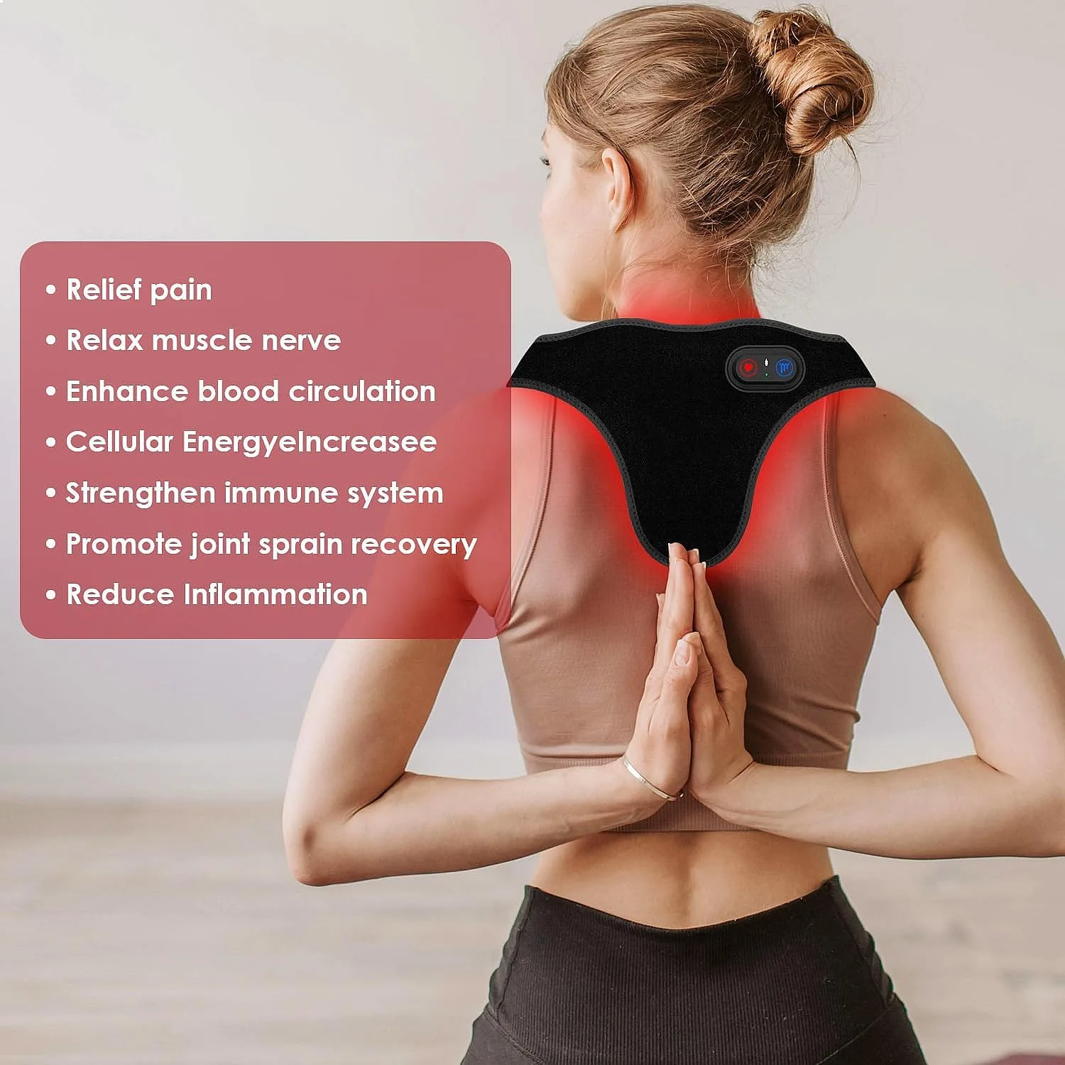 Red Light Therapy for Body 3-in-1 Infrared Red Light Therapy Shoulder Back Neck 660nm 850nm Wearable Red Light Pad 82 LEDs