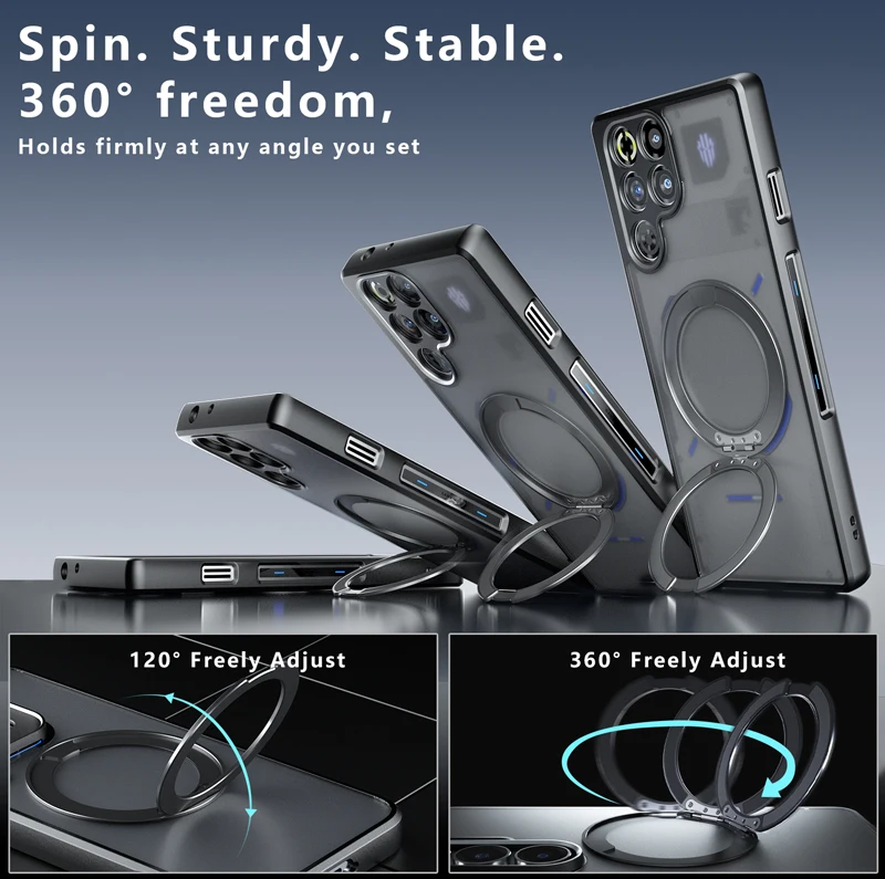 For ZTE RedMagic 11 Pro / 11s Pro Plus Magnetic Case ELVEV Matte Hard PC + Soft TPU Anti-fall Back Ring Cover