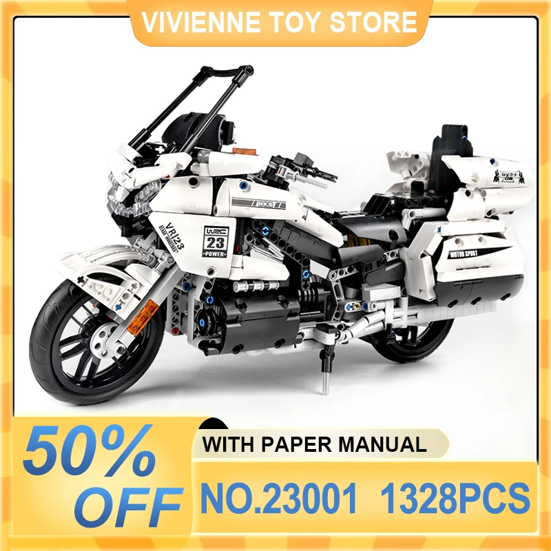 MOULD KING 23001 Technical GL1800 Motorcycle Model Building Block 1:7 Motorbike Car Brick Education Children Toys Christmas Gift