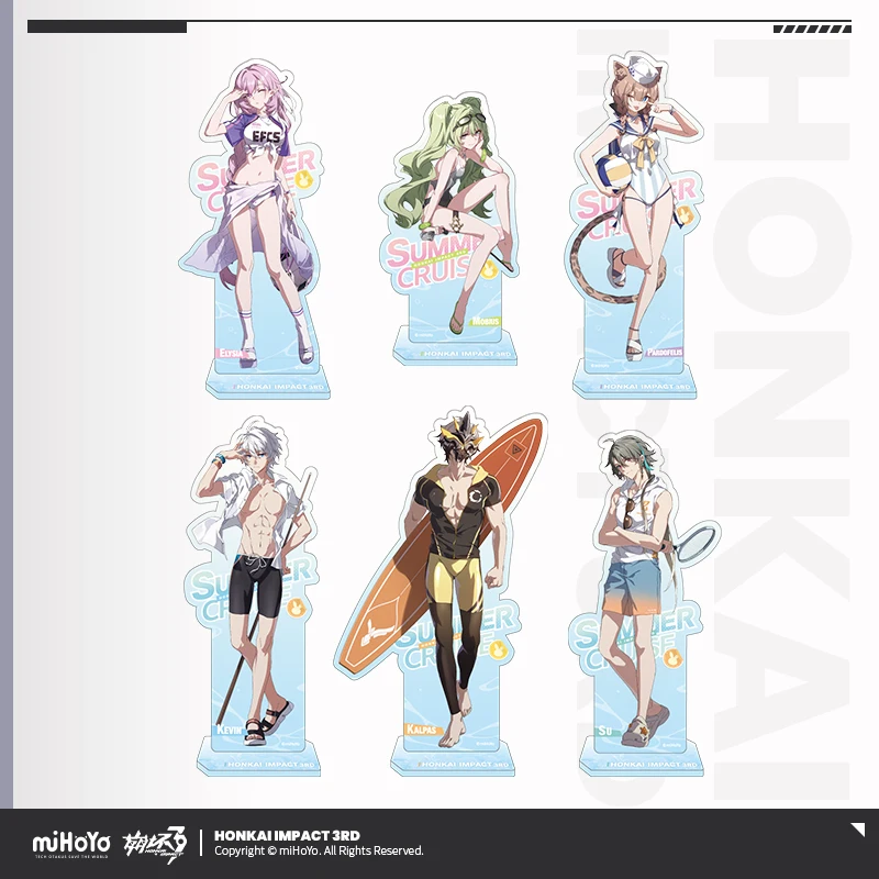 

In Stock Honkai Impact 3rd Official Merch Summer Cruise Series Acrylic Stand Elysia Mobius Pardofelis Kevin Kalpas Su