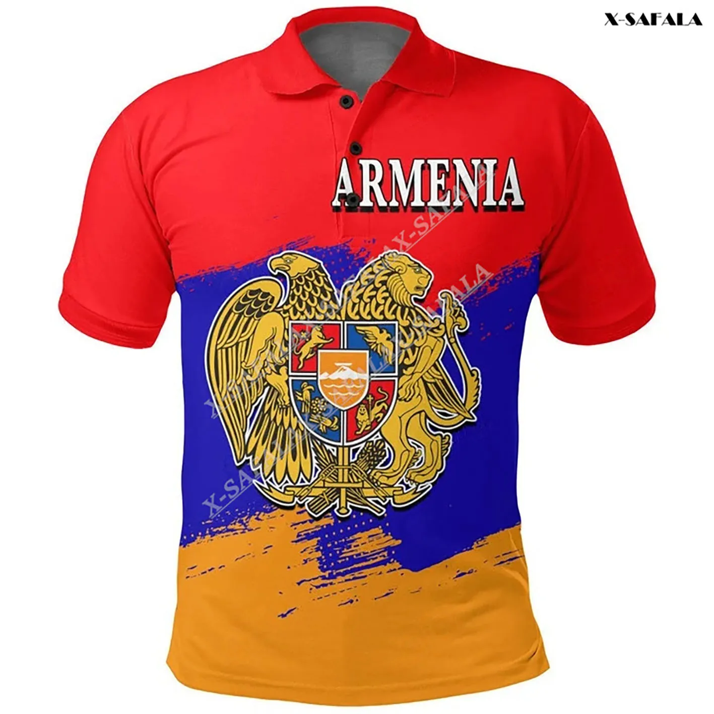 

Armenia Flag Coat Of Arms 3D Full Print Men Ventilat Polo Collar Short Sleeve Street Wear Casual Tee Top Shirt