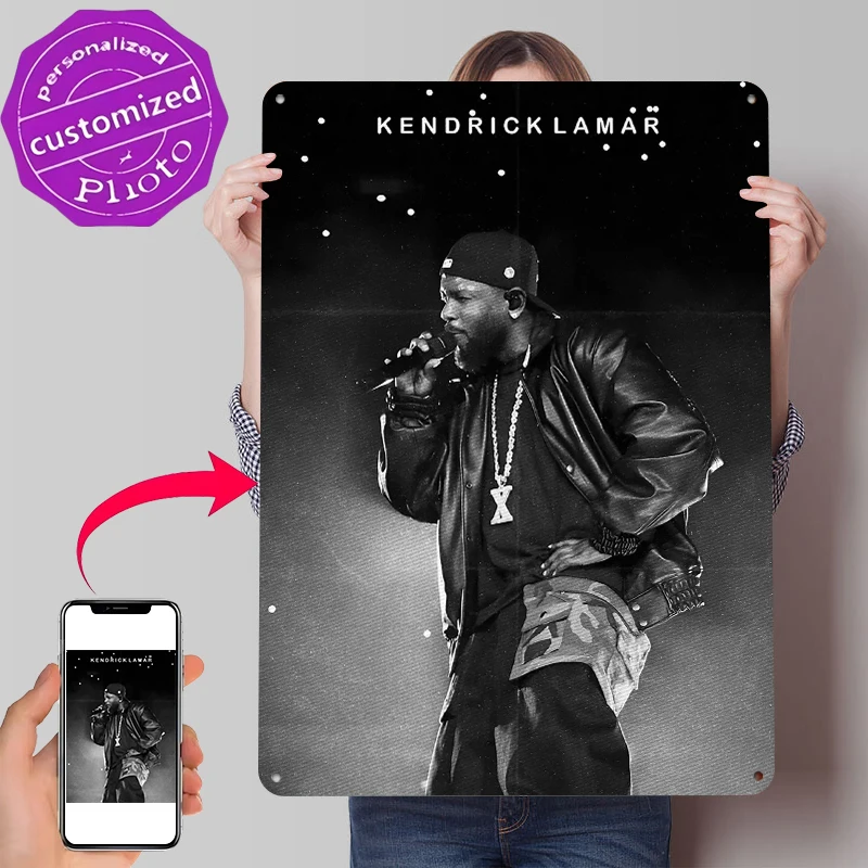 Kendrick Lamar Performing on Stage Metal Poster Customized Wall Art Retro Vintage Tinplate Signs for Room Decorations Wand Deko
