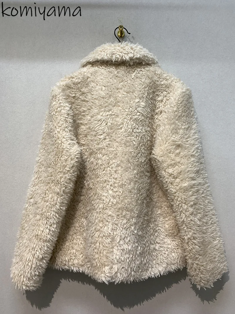 

Lambswool 2025 Chaquetas De Mujer, куртка на пуговицах, осенне-зимние теплые куртки, верхняя одежда с длинными рукавами, женская одежда