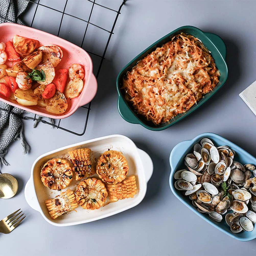 

1Pcs Ceramic Baking Tray Blue High Temperature Resistant Oven Safe Bakeware Non Stick Surface for Pizza Bread Chicken Lasagna