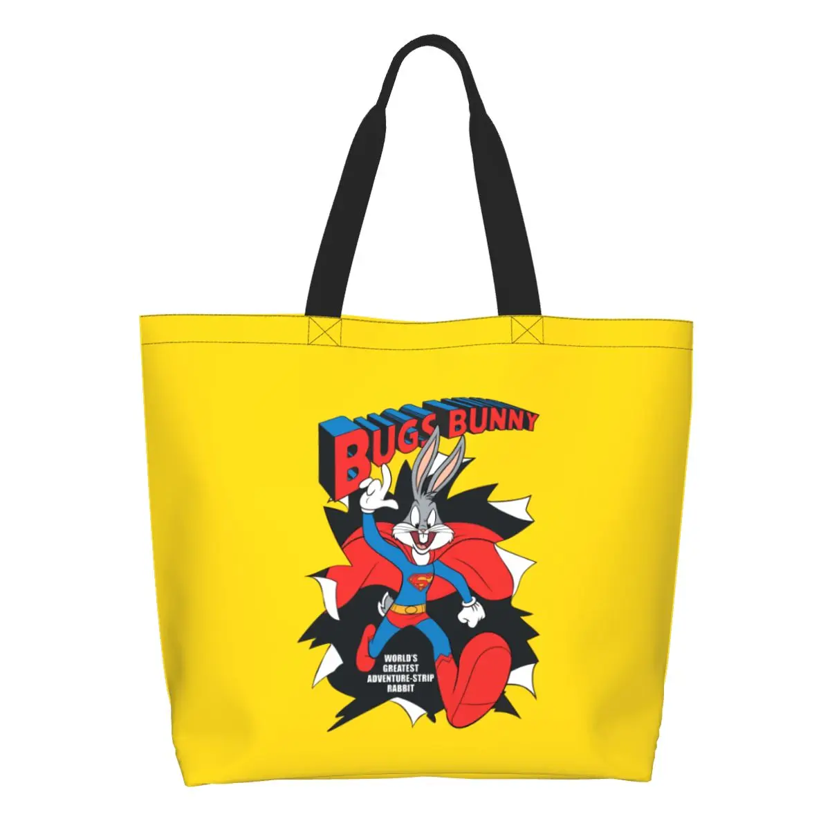 

Custom Reusable B-Bugs B-Bunny Shopping Bag Women Canvas Shoulder Tote Bag Portable Rabbit Anime Groceries Shopper Bags
