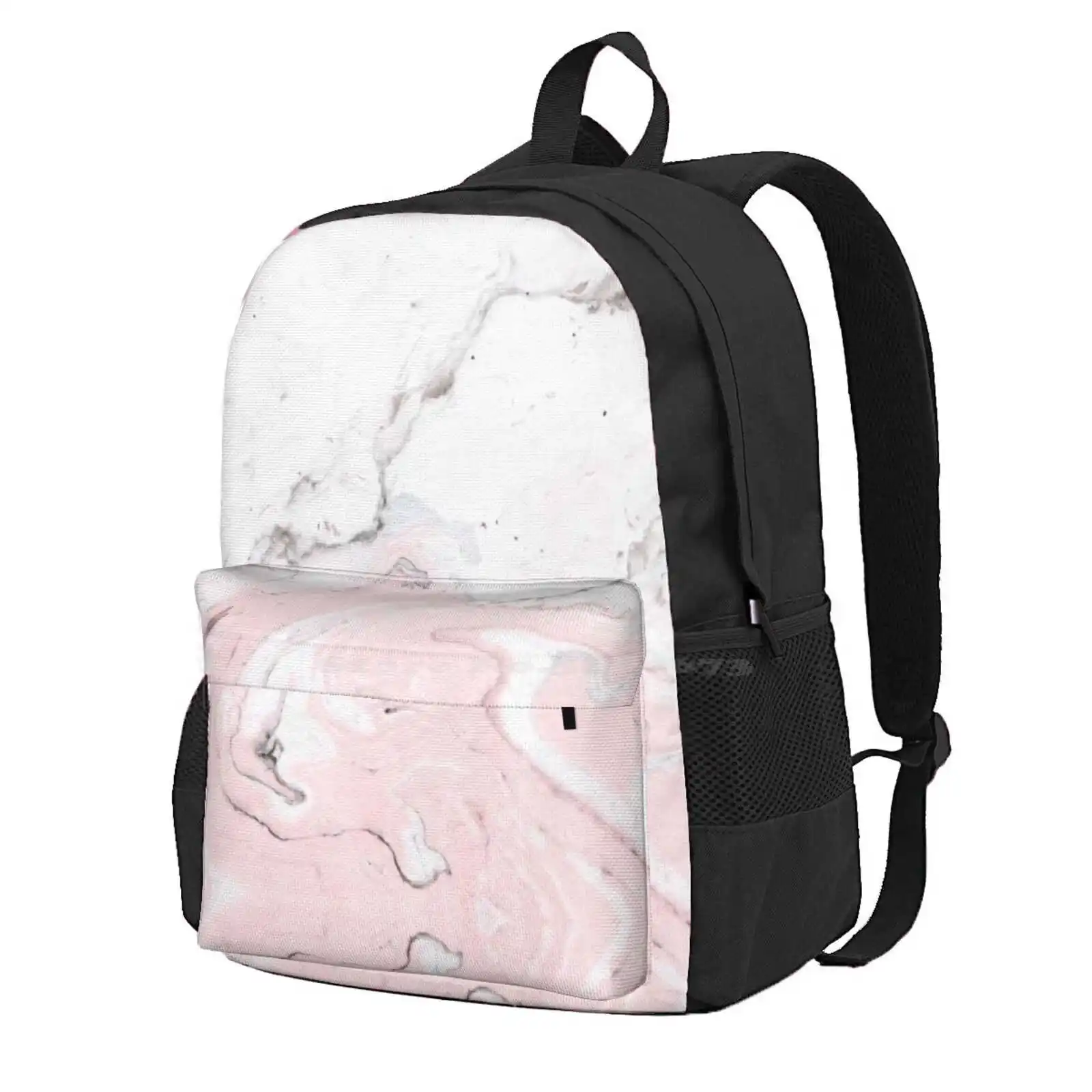 Marble Blush Rose Hot Sale Schoolbag Backpack Fashion Bags Marble Blush Rose Pattern White Peach Pink Spiral Gemstone Salmon