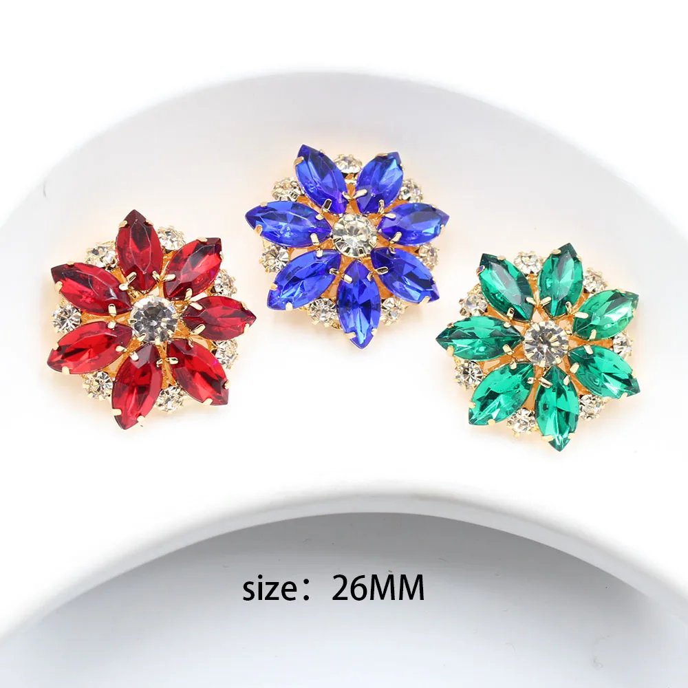 New 26MM 5-piece/batch horse eye rhinestone button, gold handle button, suitable for hand sewn decoration of clothing accessorie