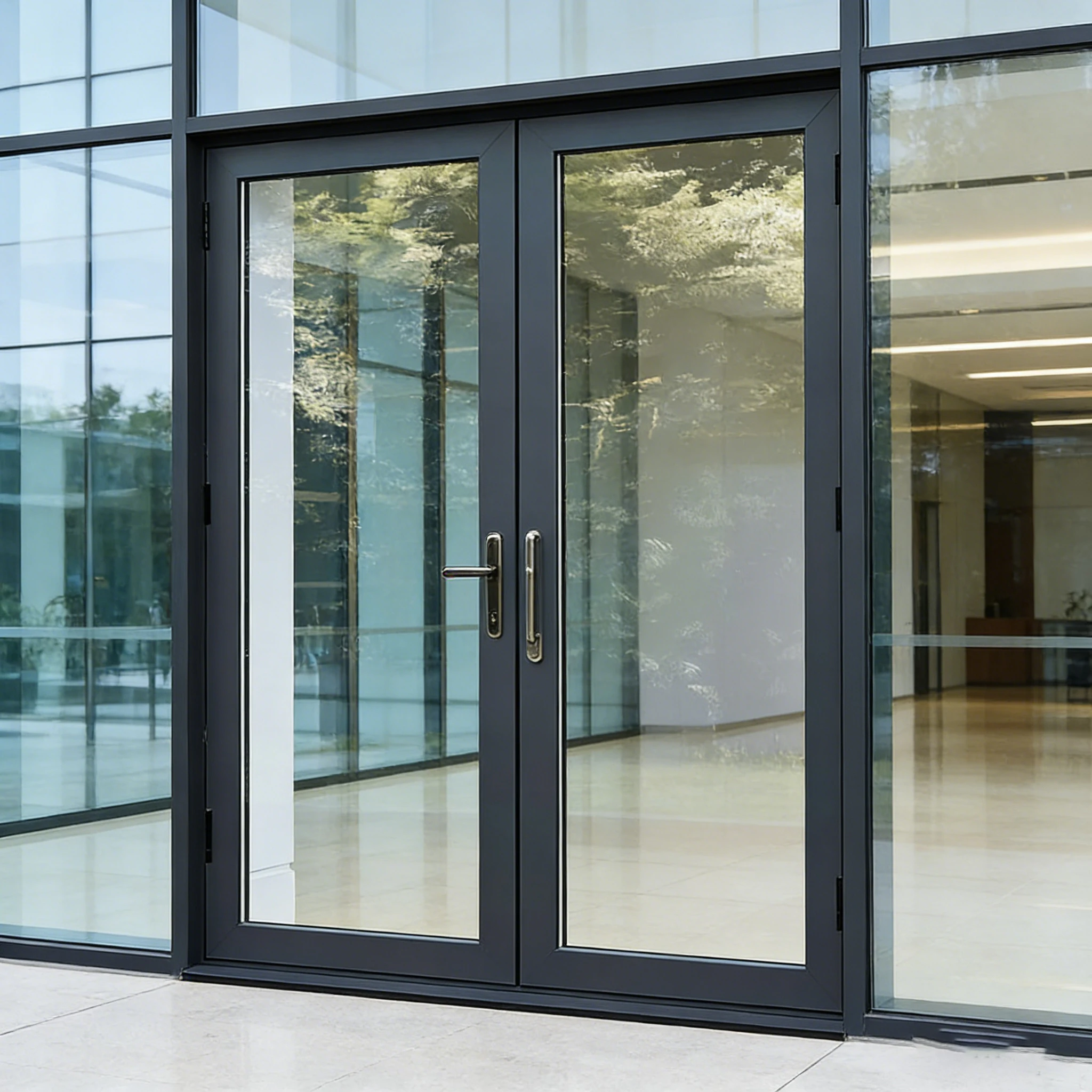 Customized Modern Waterproof Aluminum Alloy Glass Door for Exterior Entry Hotel & Mall Use with French Casement Swing Design