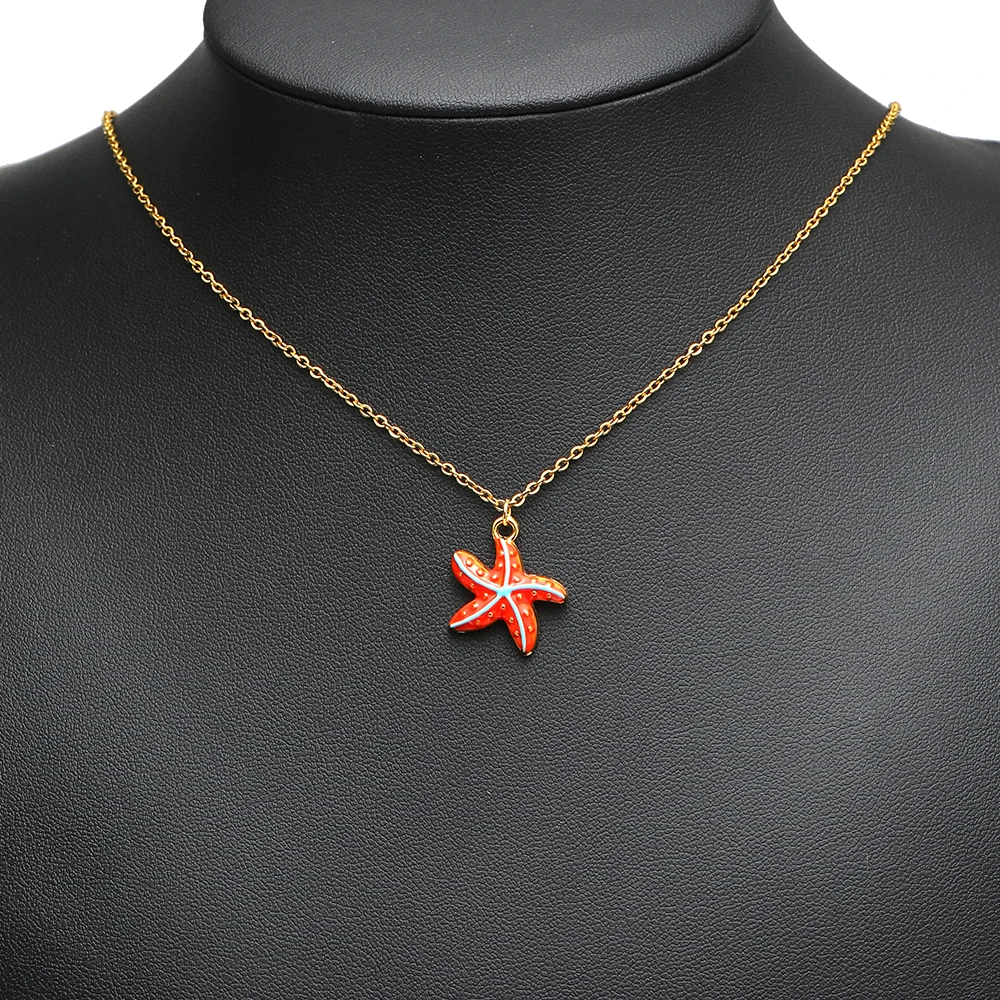 5 Stück Edelstahl-Seestern-Anhänger mit Farbemaille für DIY-Kinderschmuck, Armbänder, Halsketten, Ohrringe und Accessoires – Detail 4