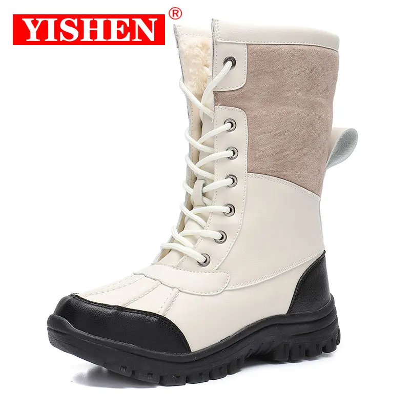 YISHEN Women\'s Snow Boots Rubber Boots Women Ducks Winter Warm Plush Lined Waterproof Platform Shoes High-barreled Botas Mujer