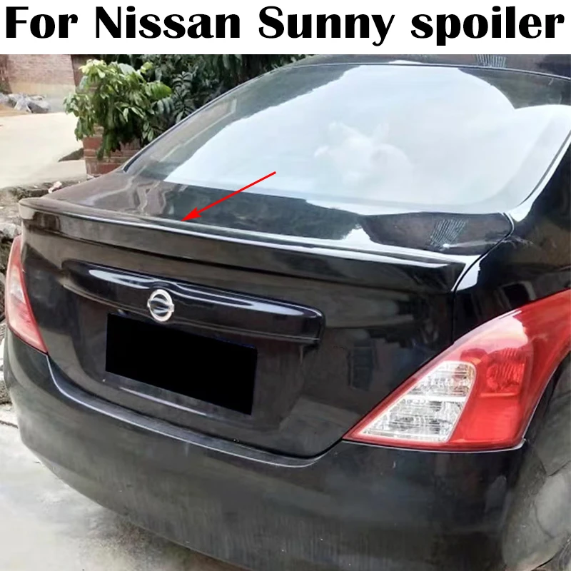 Dla Nissan Versa Spoiler 2011 2012 2013 2014 2015 2016 Sunny Spoiler Wysokiej jakości plastik ABS Tylna pokrywa bagażnika samochodu Spoiler skrzydła