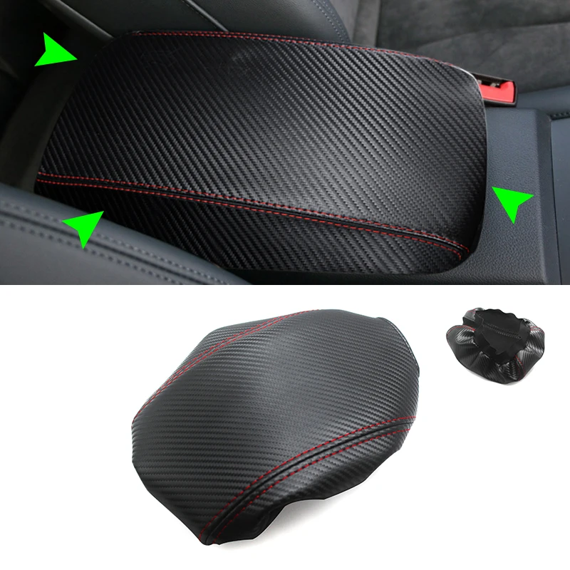 

Soft Leather Armrest Cover For Audi A3 2017 2018 Carbon Texture Car Center Armrest Box Pad Skin Cover Trim