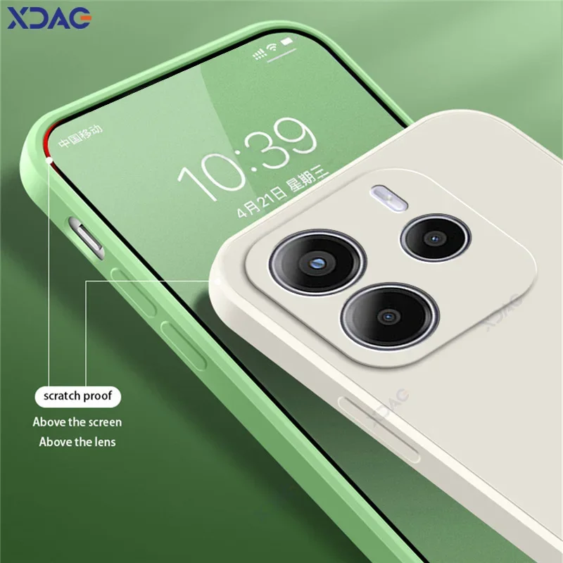 Original Handyhülle für Redmi Note 14 Pro Plus 4G 5G Global Square Flüssigsilikonhülle Redmi Note 14 Pro Dual Liner Soft Bag