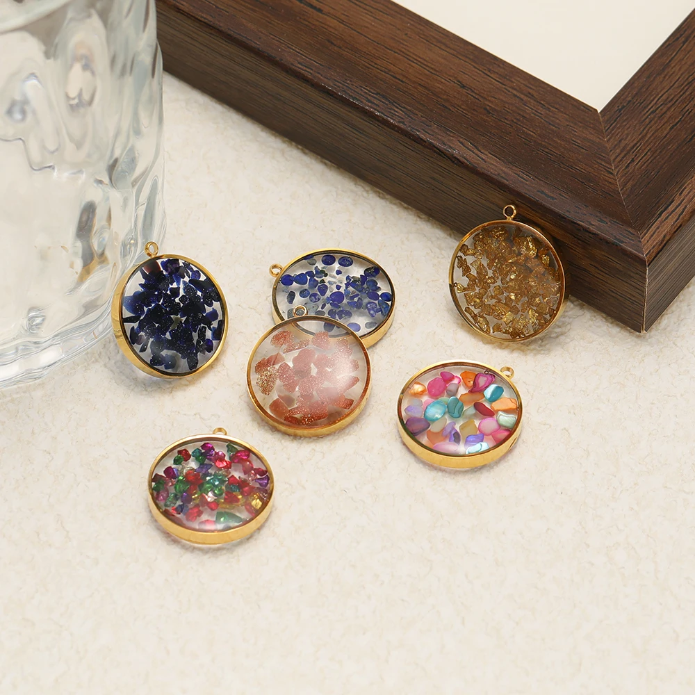 4 Stück Edelstahl 20mm Runde Transparente Glas-Emaille-Blumenanhänger für DIY Schmuckherstellung von Halsketten, Anhängern, Armbändern und Ohrringen – Detail 4