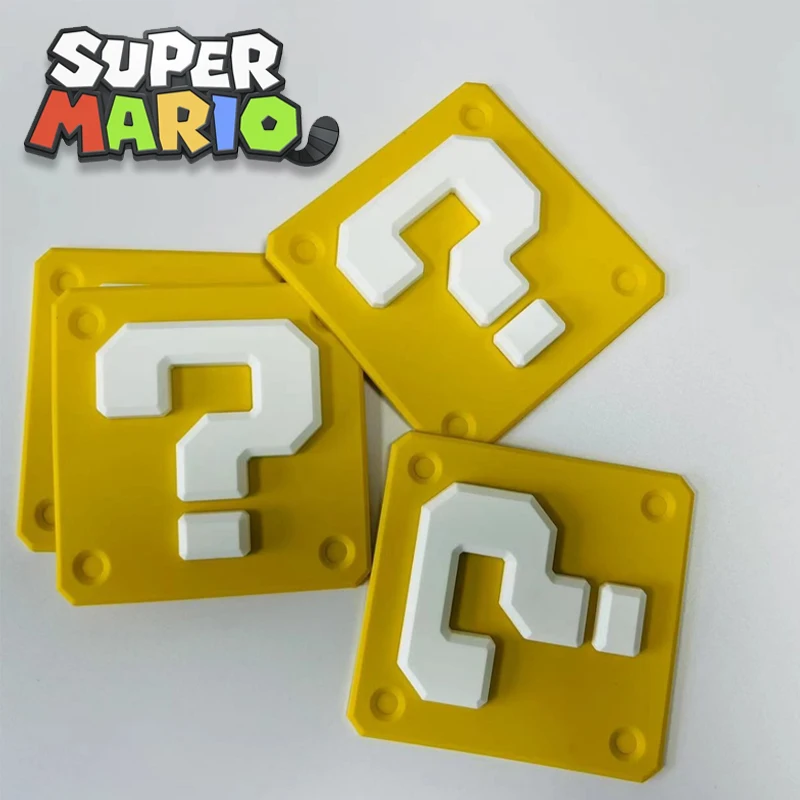 3D Super Mario Question Mark Box Stickers Cartoon Anime Home Kitchen Refrigerator Sticker Anti-collision Decoration Sticker Gift