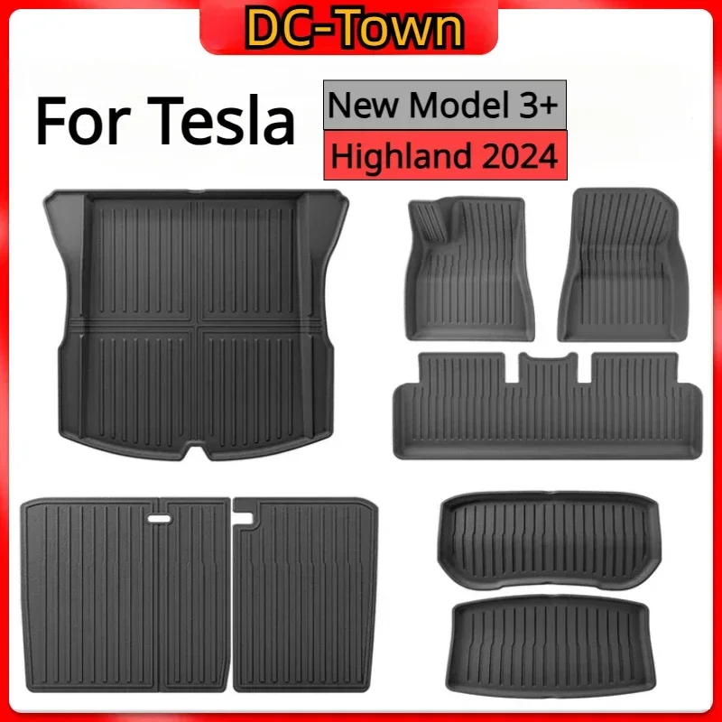 

For Tesla Model 3+ Trunk Mats TPE Waterproof Wear-resistant Foot Pads Front Rear Trunk Mat New Model3 Highland 2024 Accessories